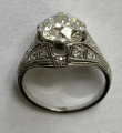 Luxusní art deco platinový prsten s velkým přírodním diamantem - 2,30 ct (1).JPG