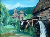 L. Makovec - Wooden church with watermill