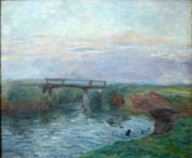 Landscape with footbridge
