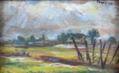 Alois Pitermann - Landscape with trees and seated figures