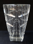 Clear glass vase in the shape of a rhombus