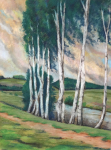 Birches near water - not signed