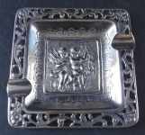 Small silver ashtray with figures
