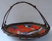 Chinese porcelain plate with a dragon and wicker