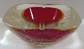 Glass massive ashtray, bowl, ruby center - Murano