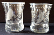 Two smaller glasses, cut floral motif