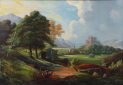 Romantic landscape with castle 1870 - 1890