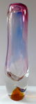 Vase with pink, blue and yellow staining - blown glass