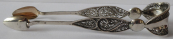 Silver sugar tongs, filigree
