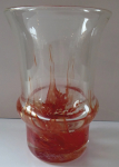 Clear vase with red bottom - Ladislav Oliva