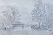 Bridge on pond island