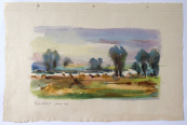 Jan Alster - Landscape with field, river and trees