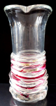 Thick-walled vase with ruby and white threads