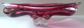 Square bowl, colorless and pink glass