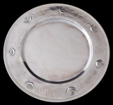 Silver round tray, star with crescent moon - Turkey