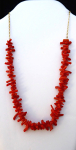Gold chain with a necklace of chopped red sea coral