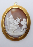 Gold brooch and hinge, with a large cameo