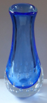 Large crystal vase, blue glass, air bubbles - Vladimir Svab