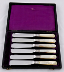 Six silver-plated knives, with mother-of-pearl - James Dixon & Sons, Sheffield