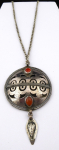 Round pendant with carnelians and chain