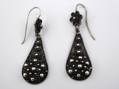 Silver earrings, drops, with granulation