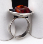 Silver ring with amber - Poland 1963 - 1980 