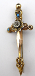 Tie pins, cross, with enamel and stones - Biedermeier