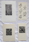 Olga Cechova - Two ex libris Animals, Bird Woman, Heads
