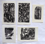 Anna Grmelova - Five ex libris ( 2x J. Bilka, 2x F. Novy )