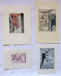 Nadezda Synecka - Four ex libris A. L, Karel Z. , F. N., V. K. 