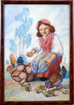 T. Kroj - Girl in costume with small chickens