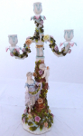 Girl with flowers, roses, angel - large porcelain candlestick