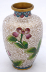 Small brass vase with flowers and enamel