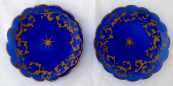 Two cobalt glass bowls, painted ornament - biedermeier