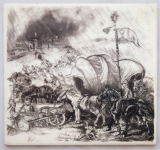 Tile with Hussite motif - Artwork on ceramics