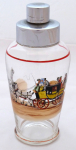 Glass shaker with horse-drawn carriage with an English coach
