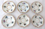 Six saucers, coloured flowers, biedermeier - Elbogen