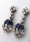 Earrings made of white gold, diamonds and blue sapphires