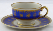 Coffee cup with blue stripe and gilt decoration - Langenthal, Switzerland