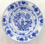 Plate with cobalt onion ornament, stoneware