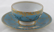 Mocca cup turquoise with flowers and gilding - Victoria