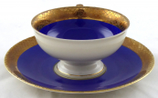 Blue mocca cup, gilt rim - Johann Seltmann, Vohenstrauss