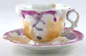 Coloured cup with embossed leaves - Elbogen, Haidinger