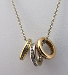 Gold necklace - Three rings with 66 diamonds