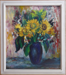 M. Dostalova - Still life with sunflowers in blue vase