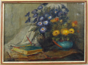 Eduard Svetlik - Still life with flowers and book