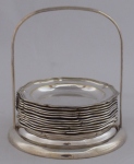 Silver-plated stand and 12 coasters - Frantisek Bibus