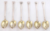 Six silver and gilt fruit spoons