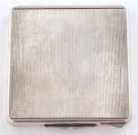 Silver square powder box with guilloche