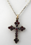 Silver chain and cross with Czech garnets